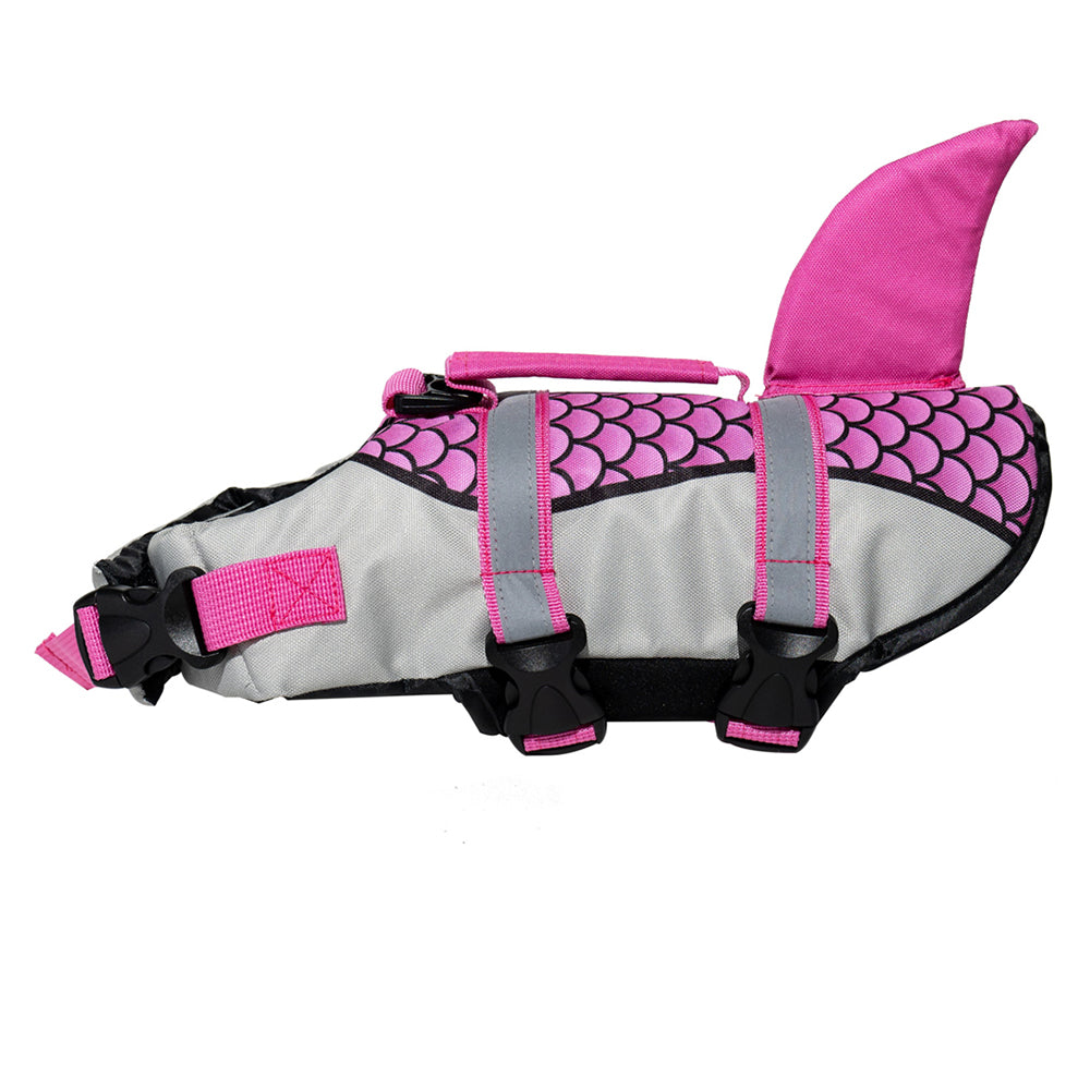 Aiitle Adjustable Shark Dog Life Vest with Rescue Handle Green
