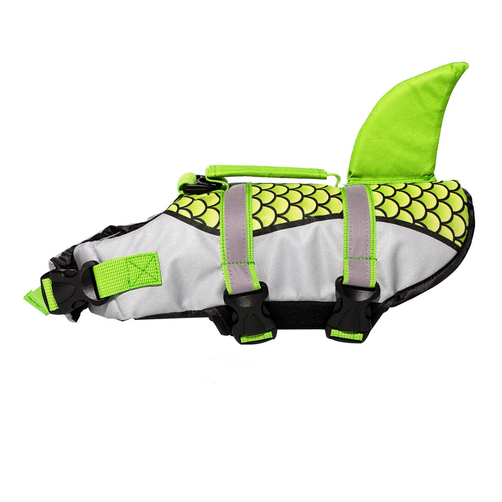 Aiitle Adjustable Shark Dog Life Vest with Rescue Handle Gray