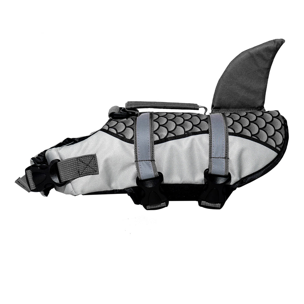 Aiitle Adjustable Shark Dog Life Vest with Rescue Handle Green