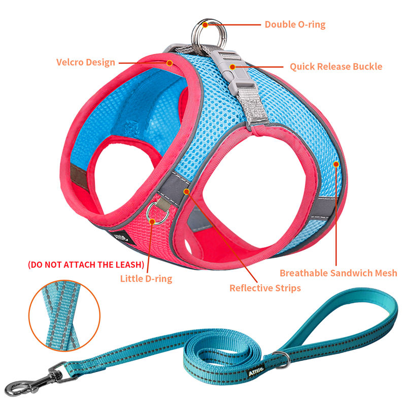 Aiitle Soft Adjustable Mesh Dog Harness Leash Set Hot Pink – AIITLE