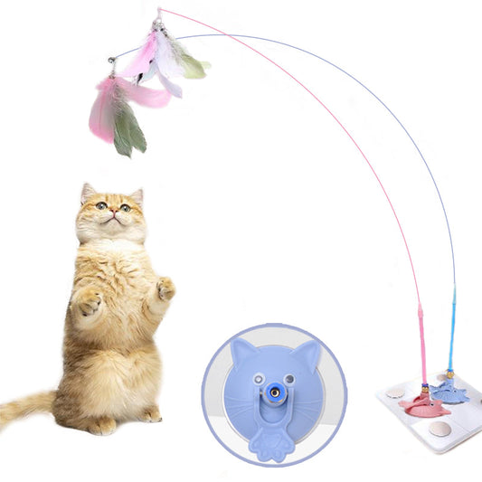 Aiitle Interactive Cat Teaser Feather Wand Toy with Suction Cup