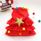 Aiitle Cute Pet Christmas Cloak with Star and Pompoms Red