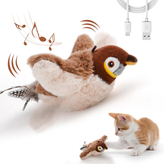 Aiitle Interactive Plush Flapping Bird Cat Toys