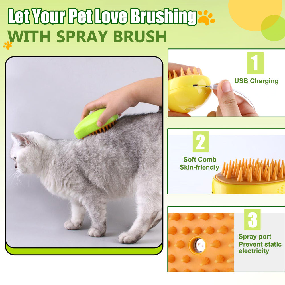 Cat Steam Brush, Steamy Cat Brush, 3 In1 Cat Steamy Spray Brush, Self  Cleaning Steam Cat Brush, Steaming Cat Brush, Cat Hair Brush for Removing