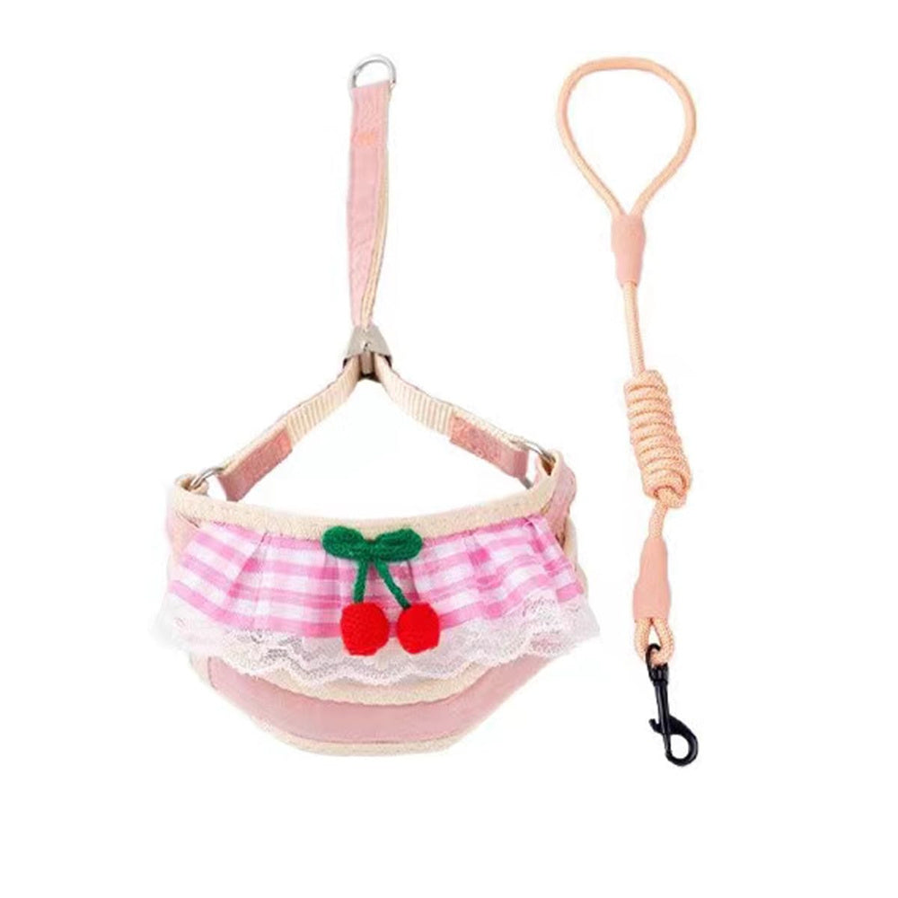 Aiitle Cute Cherry Lace Pet Harness Leash Set