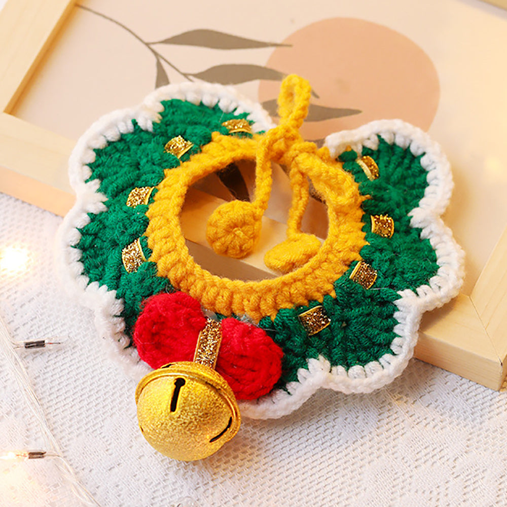 Aiitle Christmas Cute Handmade Knit Cat Collar