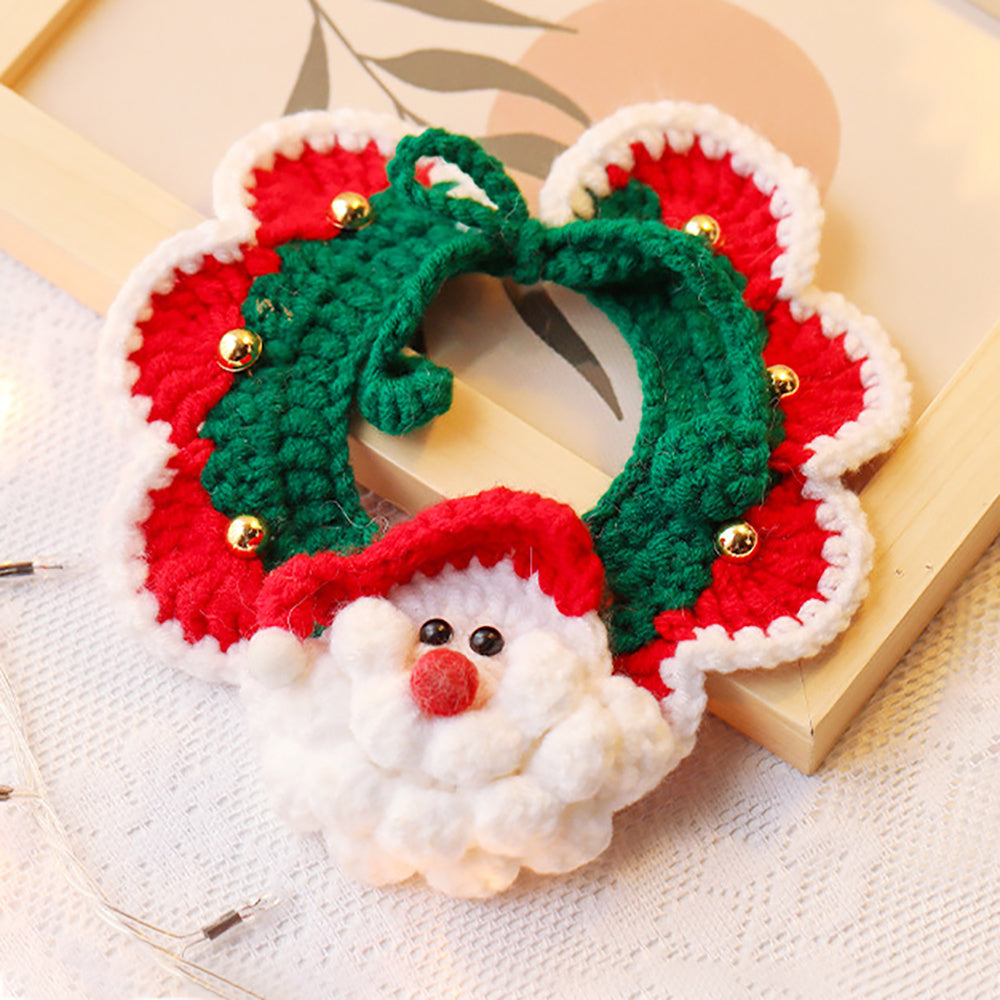 Aiitle Christmas Cute Handmade Knit Cat Collar