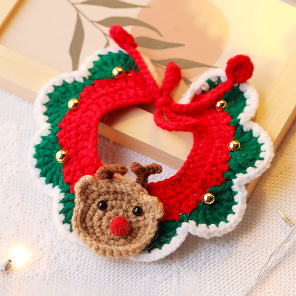 Aiitle Christmas Cute Handmade Knit Cat Collar