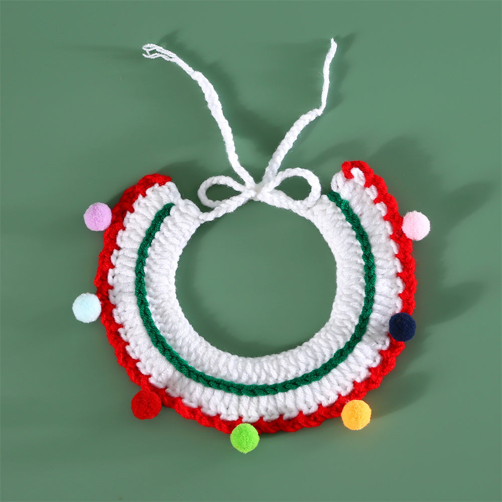 Aiitle Pet Christmas Knit Hat Collar Set