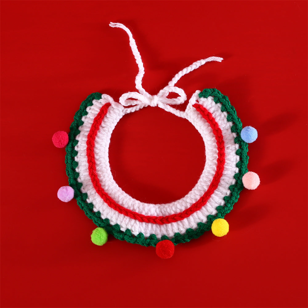 Aiitle Pet Christmas Knit Hat Collar Set