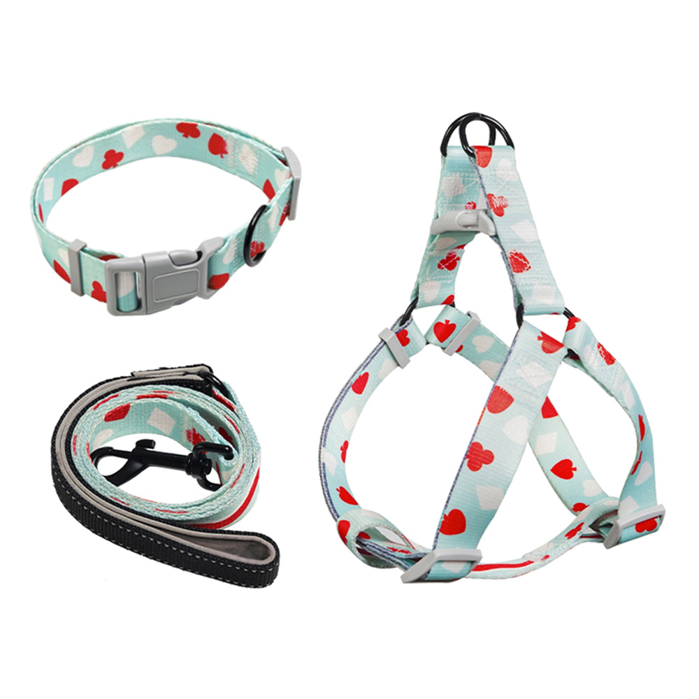 Aiitle Patterned Dog Harness Leash Collar 3 Pcs Set
