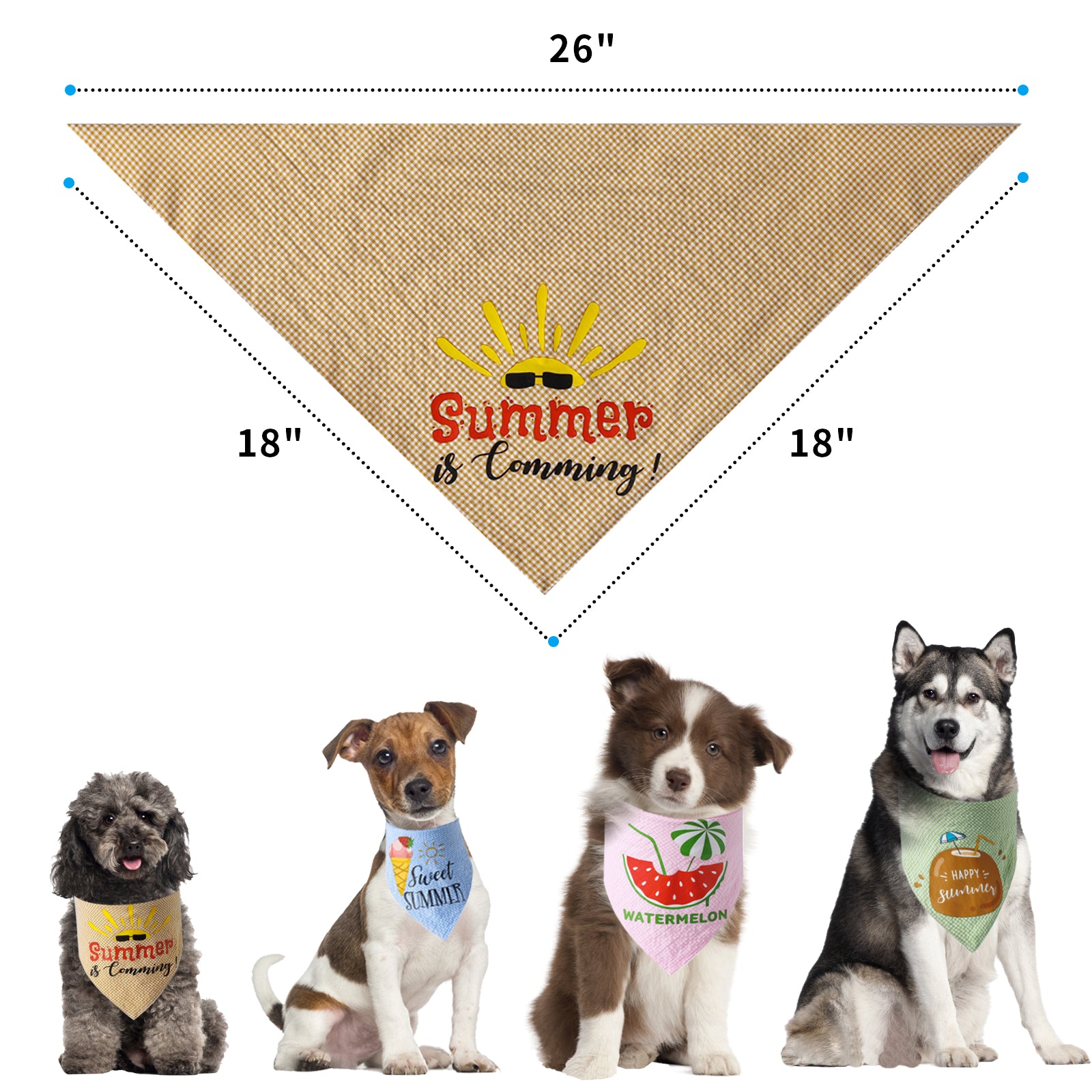 AIITLE Dog Cooling Bandanas - 4 Pack Summer Breathable Washable | AIITLE