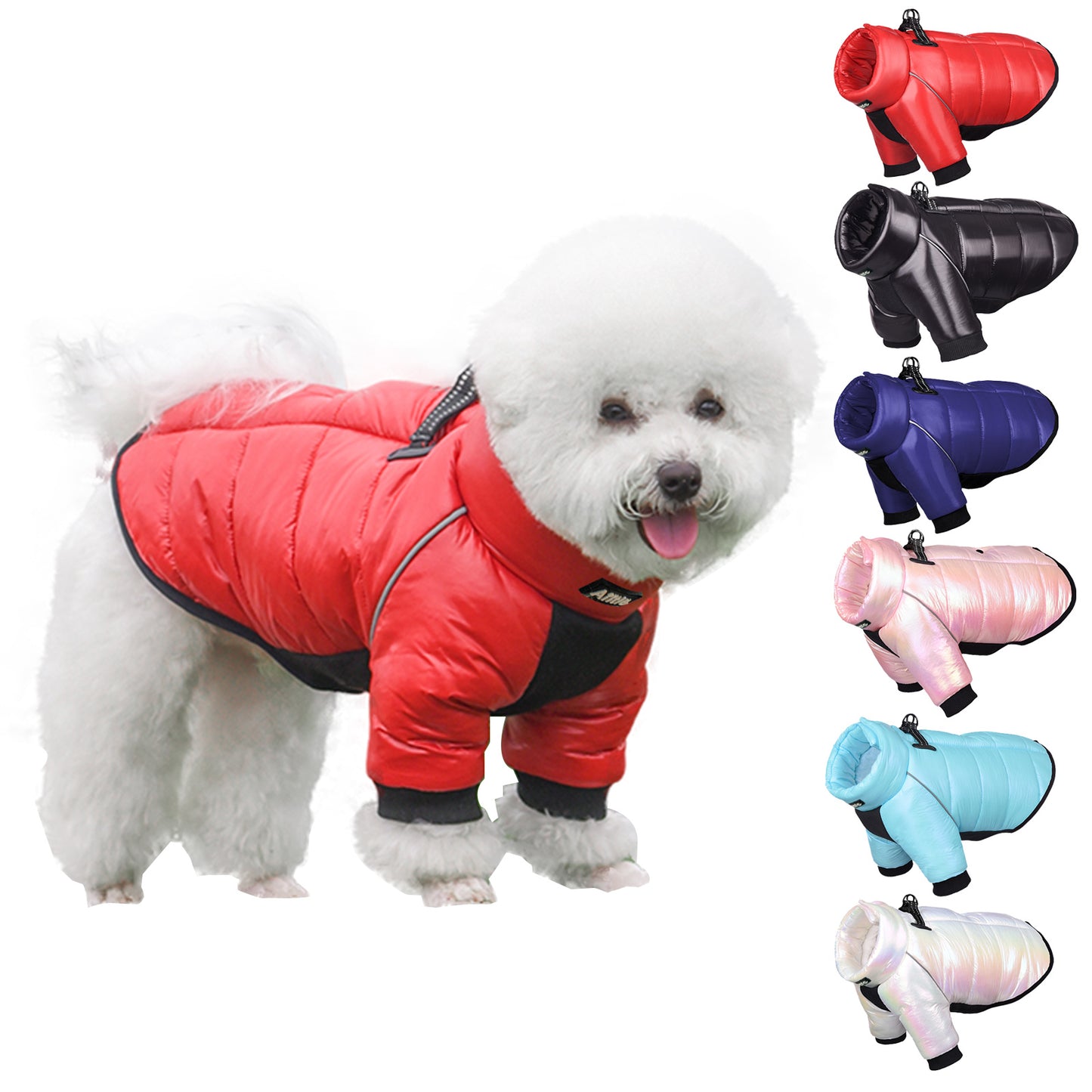 AIITLE Dog Winter Reflective Coat Fleece Lined Dog Vest and Leash Set | AIITLE