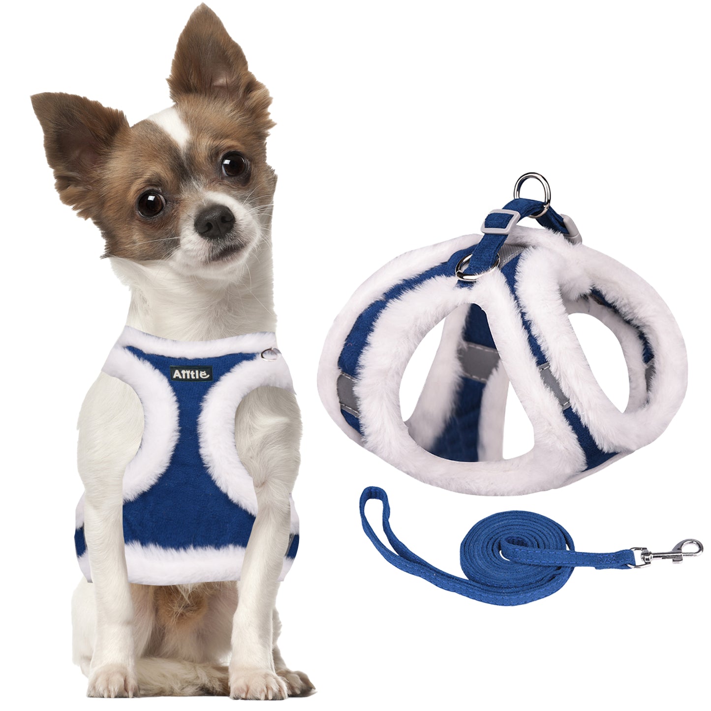 Aiitle Winter Plush Dog No Pull Harness and Leash Set