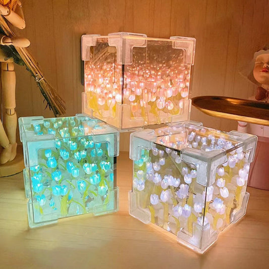 Aiitle DIY Tulip Magic Cube Mirror Night Light