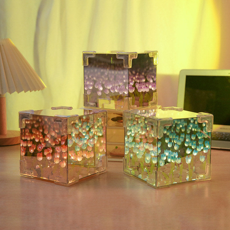 Aiitle DIY Tulip Magic Cube Mirror Night Light